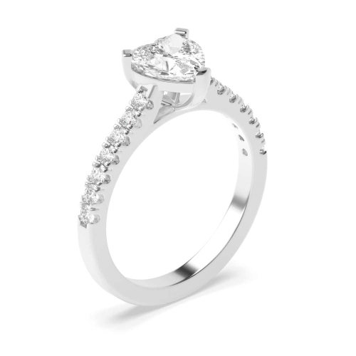 4 Prong Heart Side Stone Engagement Rings