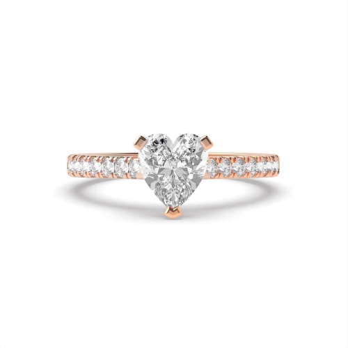 Prong Heart Rose Gold Classic set Engagement Rings