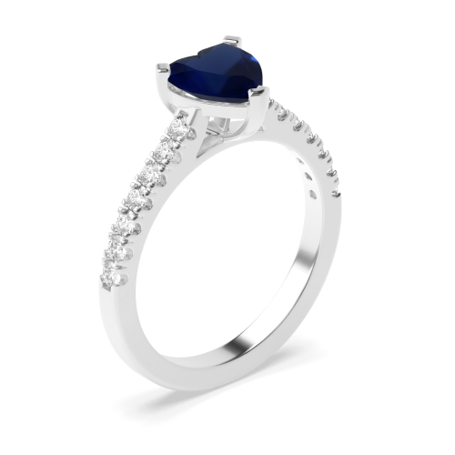 Prong Heart Classic set Blue Sapphire Engagement Rings