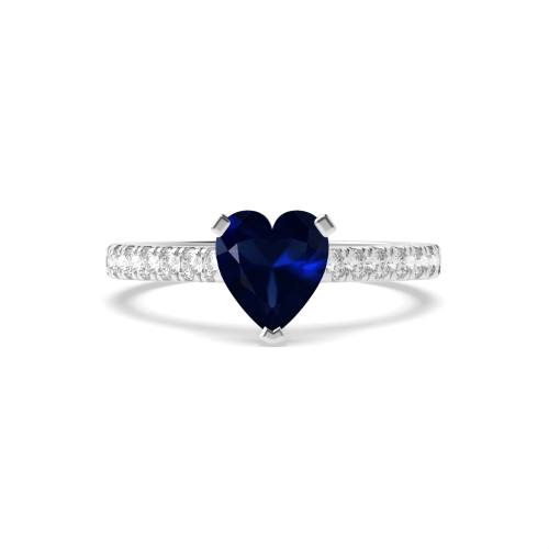 Prong Heart Classic set Blue Sapphire Engagement Rings
