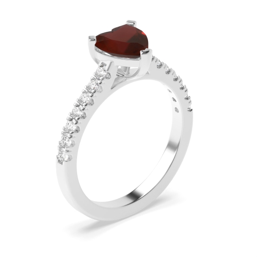 Prong Heart Classic set Garnet Engagement Rings
