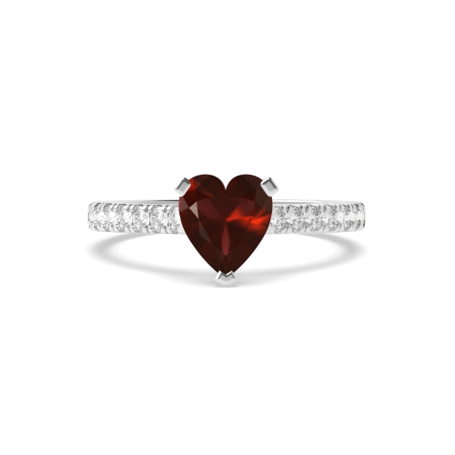 Prong Heart Classic set Garnet Engagement Rings