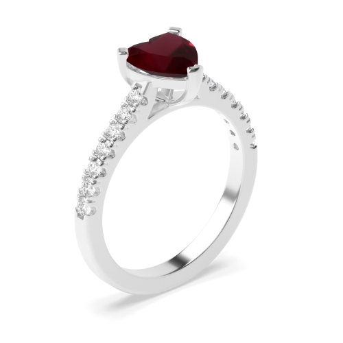 Prong Heart Classic set Ruby Engagement Rings