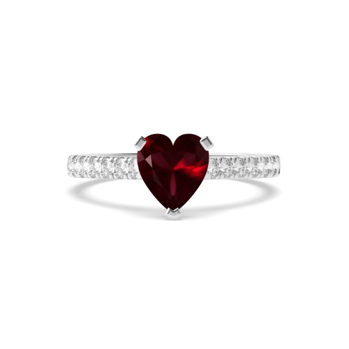 Prong Heart Classic set Ruby Engagement Rings