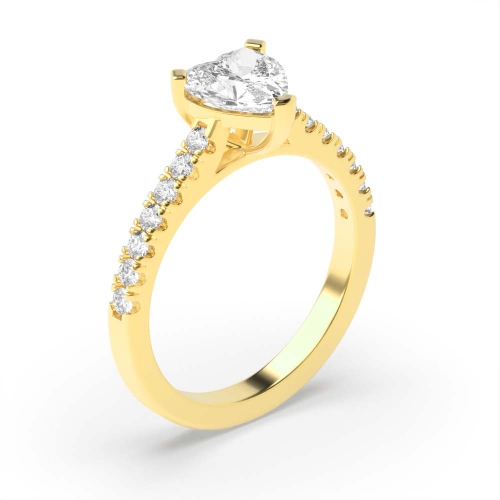 Prong Heart Yellow Gold Classic set Engagement Rings