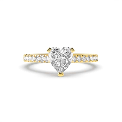 Prong Heart Yellow Gold Classic set Engagement Rings