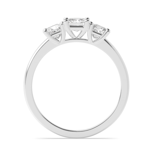 4 Prong Princess Delicate Three Stone Engagement Ring