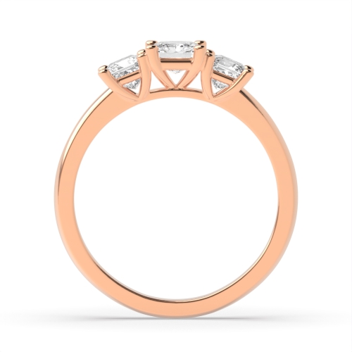 4 Prong Princess Rose Gold Delicate Trilogy Engagement Rings