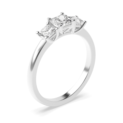 4 Prong Princess Delicate Three Stone Diamond Ring