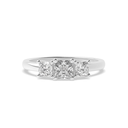 4 Prong Princess Delicate Three Stone Diamond Ring