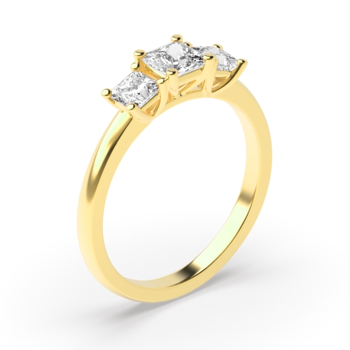 4 Prong Princess Yellow Gold Delicate Engagement Rings