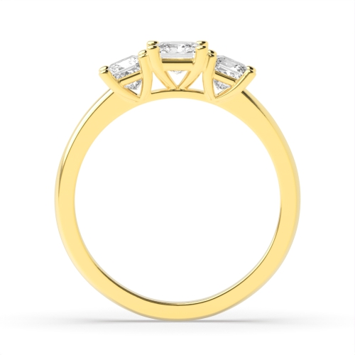4 Prong Princess Yellow Gold Delicate Engagement Rings