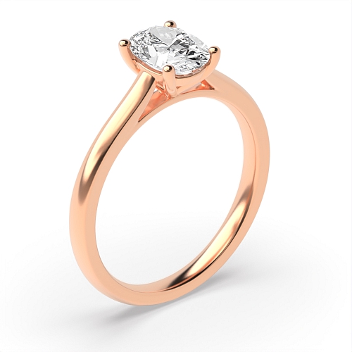 4 Prong Oval Rose Gold Classic basket set Engagement Rings