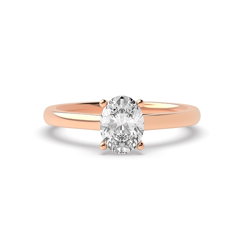 4 Prong Oval Rose Gold Classic basket set Engagement Rings