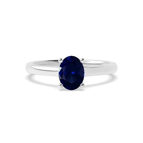 4 Prong Oval Classic basket set Blue Sapphire Engagement Rings