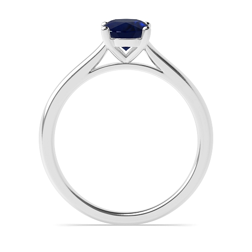 4 Prong Oval Classic basket set Blue Sapphire Engagement Rings