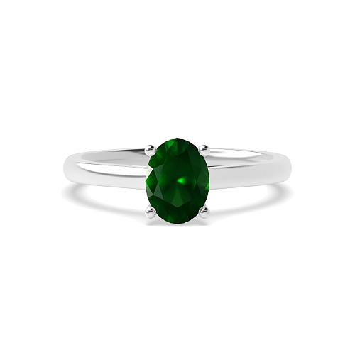 4 Prong Oval Classic basket set Emerald Engagement Rings