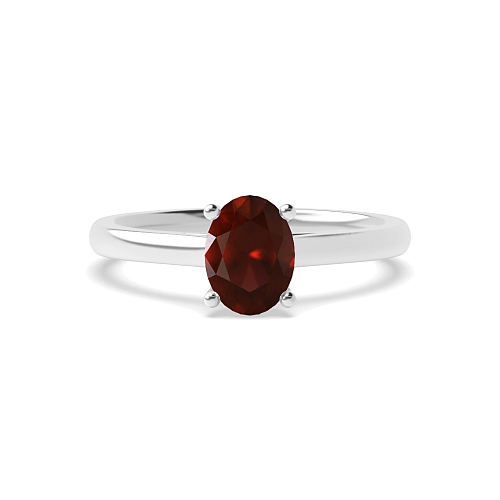 4 Prong Oval Classic basket set Garnet Engagement Rings