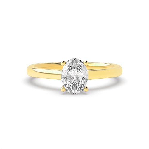 4 Prong Oval Yellow Gold Classic basket set Engagement Rings