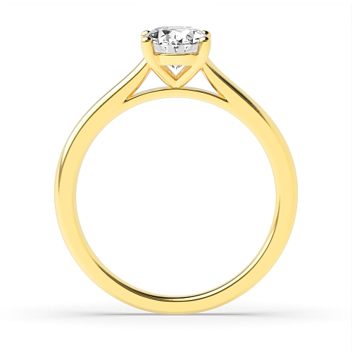 4 Prong Oval Yellow Gold Classic basket set Engagement Rings
