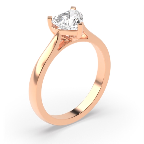 Prong Heart Rose Gold Classic basket set Engagement Rings