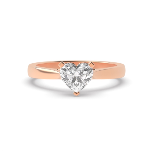 Prong Heart Rose Gold Classic basket set Engagement Rings