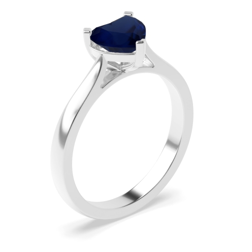 Prong Heart Classic basket set Blue Sapphire Engagement Rings