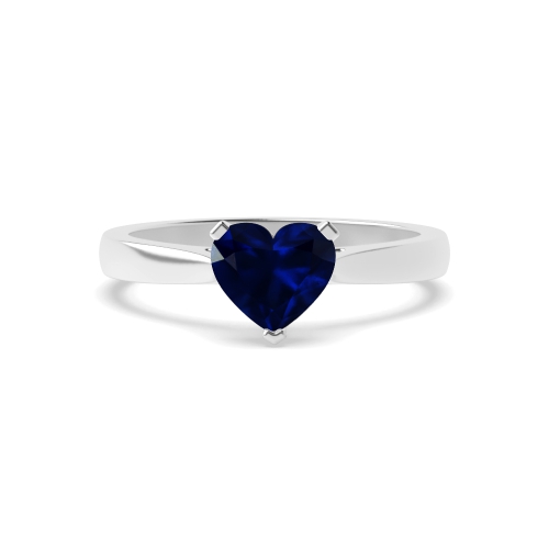 Prong Heart Classic basket set Blue Sapphire Engagement Rings