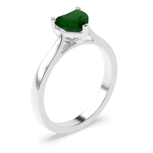 Prong Heart Classic basket set Emerald Engagement Rings
