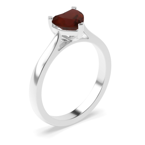 Prong Heart Classic basket set Garnet Engagement Rings