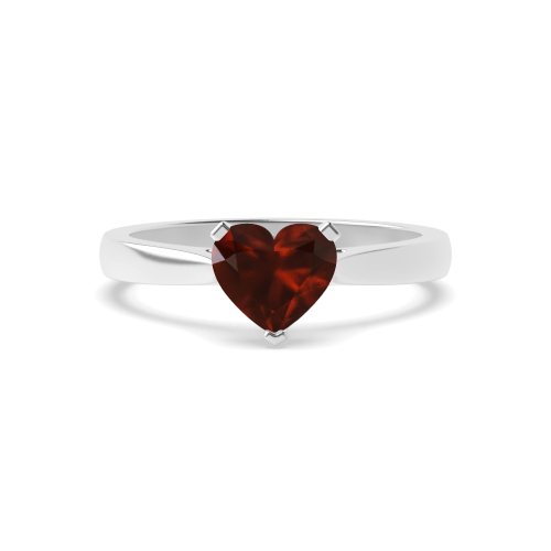 Prong Heart Classic basket set Garnet Engagement Rings