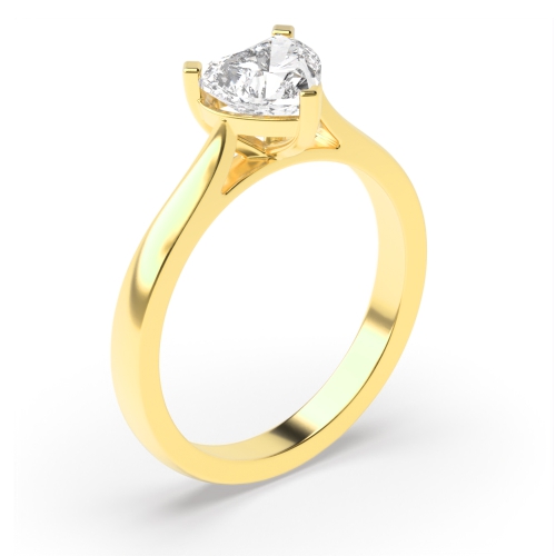 Prong Heart Yellow Gold Classic basket set Engagement Rings