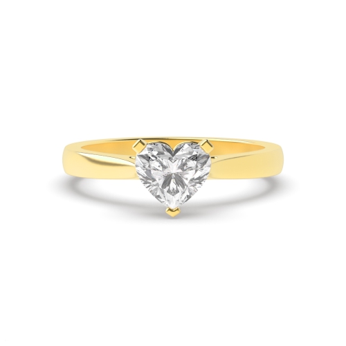 Prong Heart Yellow Gold Classic basket set Engagement Rings