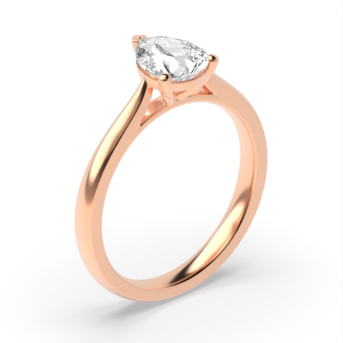 Prong Pear Rose Gold Tapering shoulder Engagement Rings