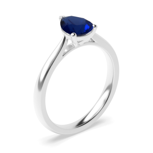 Prong Pear Tapering shoulder Blue Sapphire Engagement Rings