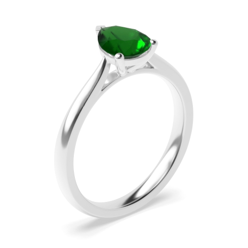Prong Pear Tapering shoulder Emerald Engagement Rings