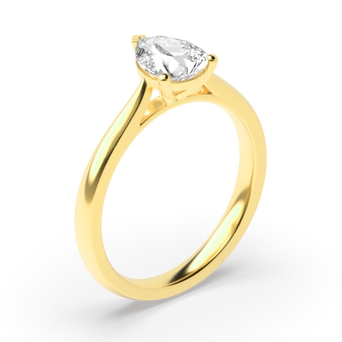 Prong Pear Yellow Gold Tapering shoulder Engagement Rings