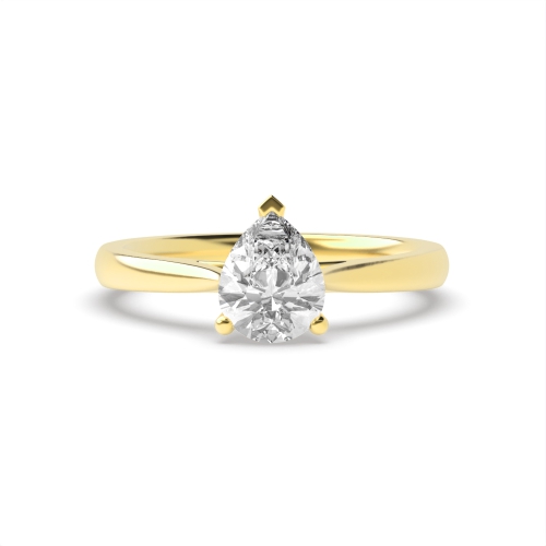 Prong Pear Yellow Gold Tapering shoulder Engagement Rings