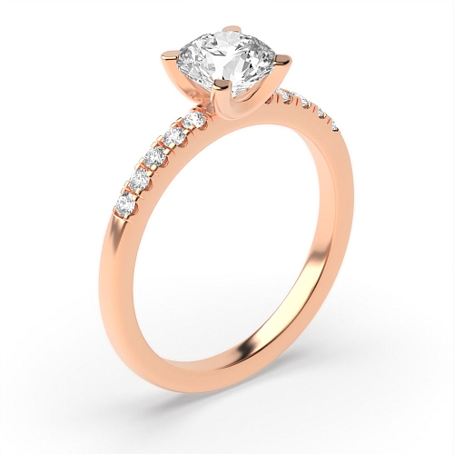 4 Prong Round Rose Gold Open mid set Engagement Rings