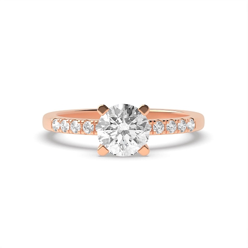 4 Prong Round Rose Gold Open mid set Engagement Rings