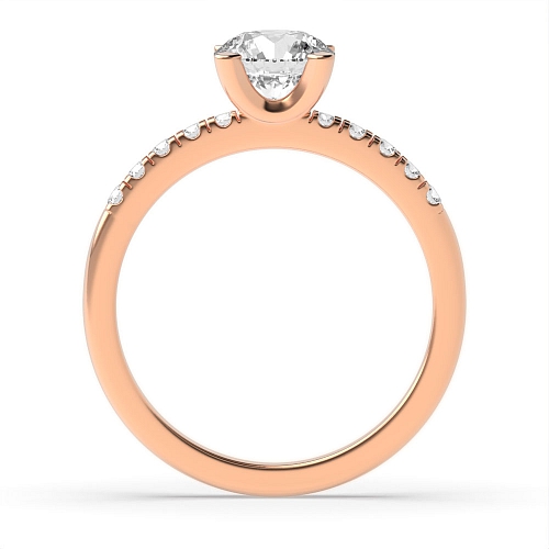 4 Prong Round Rose Gold Open mid set Engagement Rings