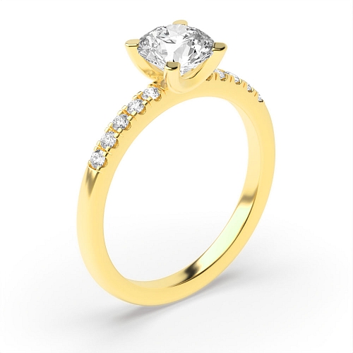 4 Prong Round Yellow Gold Open mid set Engagement Rings