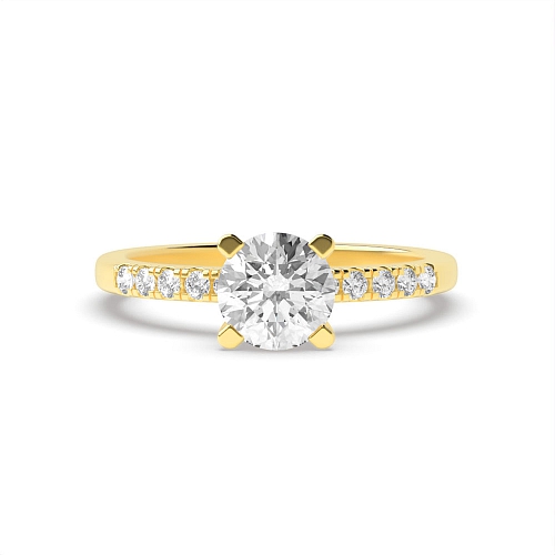 4 Prong Round Yellow Gold Open mid set Engagement Rings
