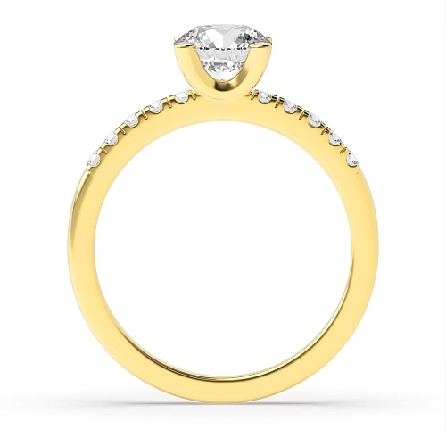 4 Prong Round Yellow Gold Open mid set Engagement Rings