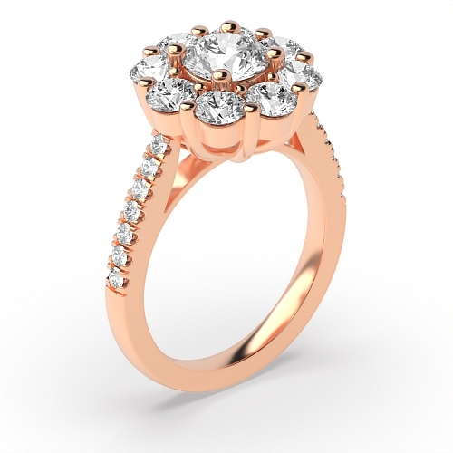 4 Prong Round Rose Gold Big Halo Engagement Rings