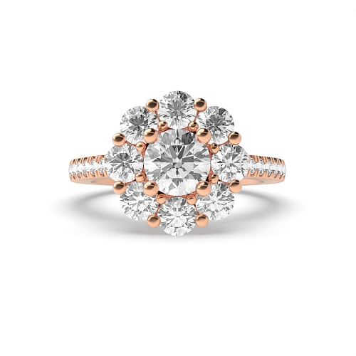 4 Prong Round Rose Gold Big Halo Engagement Rings