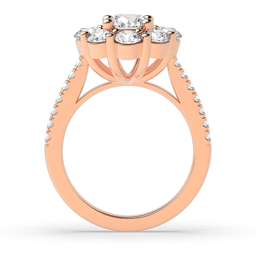 4 Prong Round Rose Gold Big Halo Engagement Rings