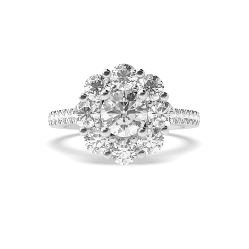4 Prong Round Platinum Big Halo Engagement Rings