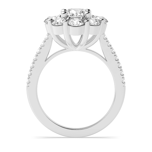 4 Prong Round Platinum Big Halo Engagement Rings