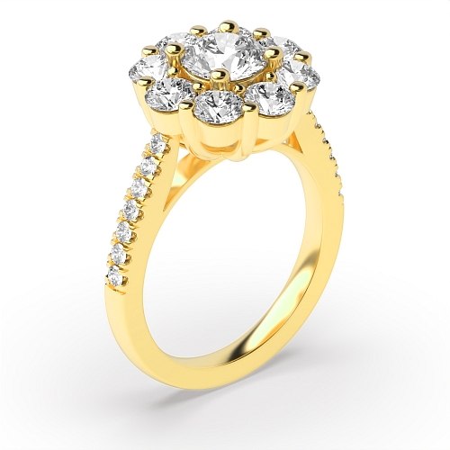 4 Prong Round Yellow Gold Big Engagement Rings